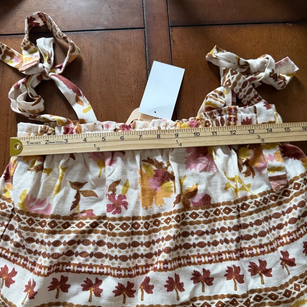 Good Luck Gem 2 Piece Set Floral Print Tank Wide Leg Pants Women's M Linen Blend - Picture 8 of 10